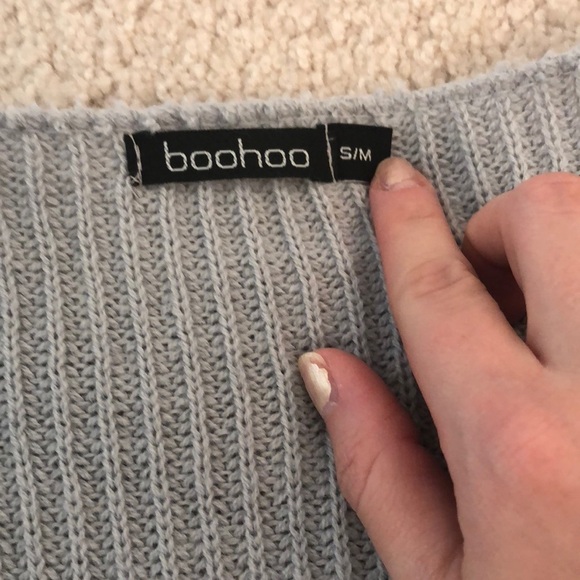 NWOT Boohoo Ruffle Sleeve Open Drape Sweater - Picture 2 of 8